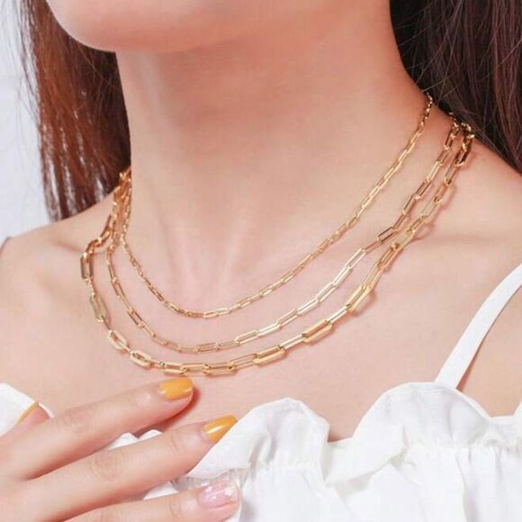 Elegant Gold Chain Necklace A1241 - Picture 2 of 5